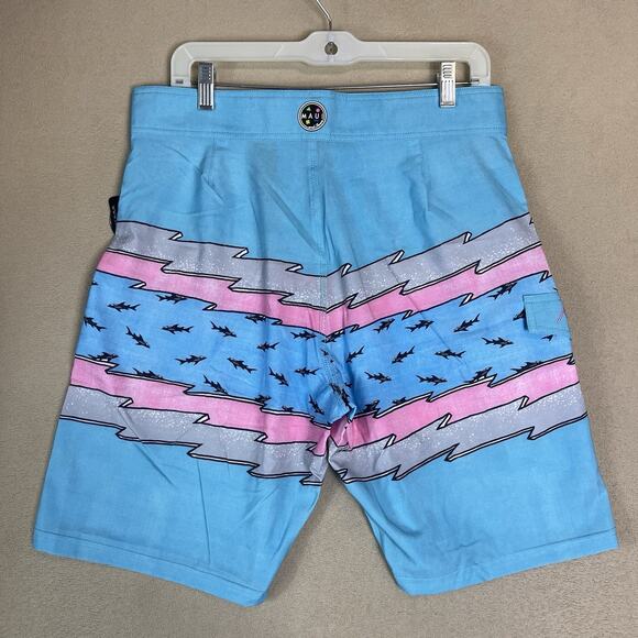 Maui and Sons Board Short Mens 32 Blue 4 Way Stretch Drawstring Waist Linerless - Picture 12 of 13